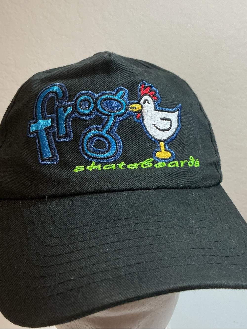 Frog Skateboards Black Snapback Hat Embroidered Chicken Logo Adjustable Cap